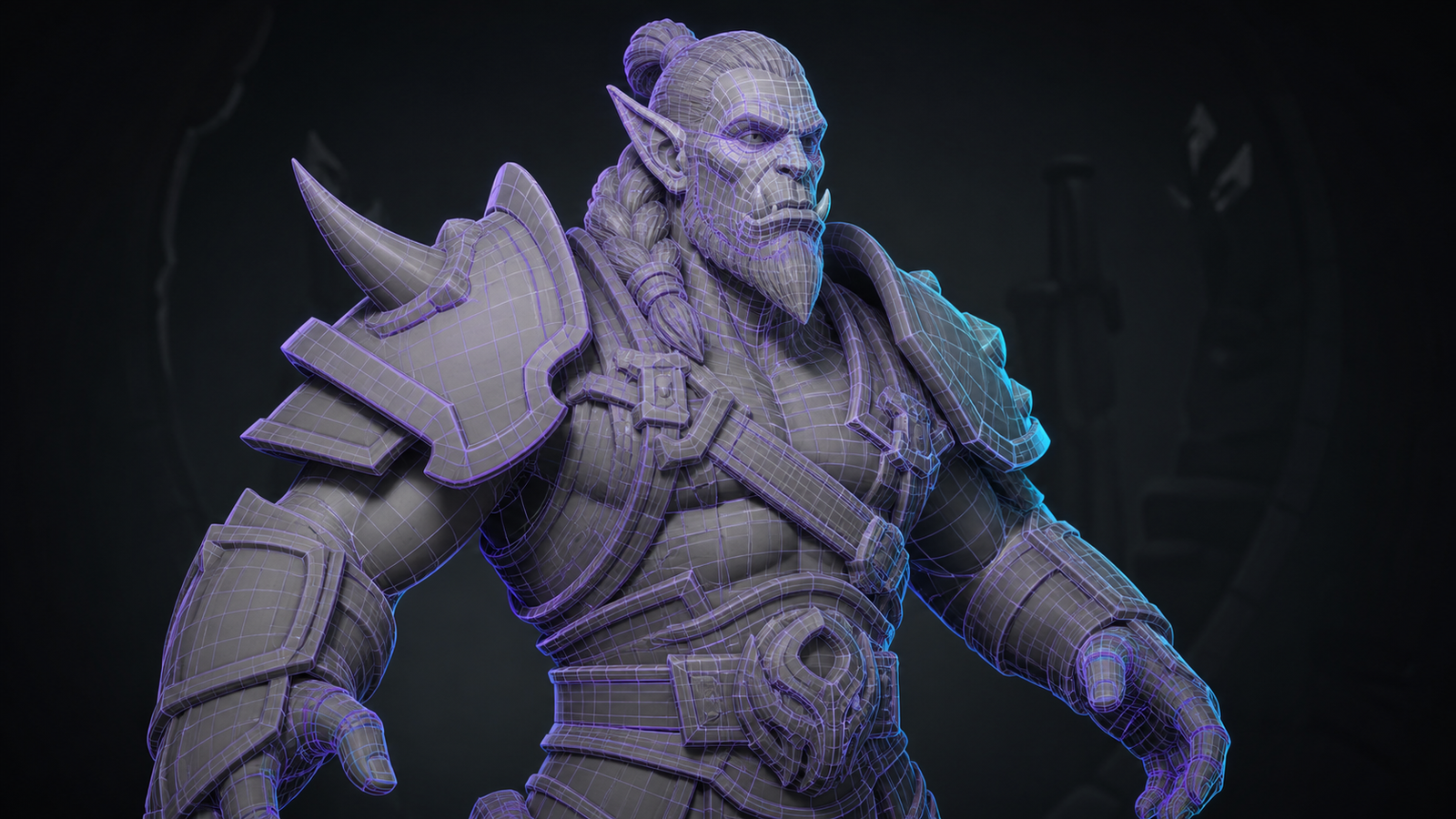Phase 2: Game-ready character topology wireframe